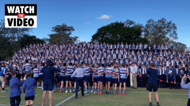 Nudgee College First XV celebrate their round 7 win