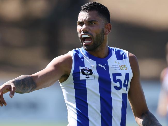 MELBOURNE . 11/03/2023.  VFL. North Melbourne vs Western Bulldogs at Arden Street Oval.  Tarryn Thomas of the Kangaroos during todays VFL hitout   . Pic: Michael Klein