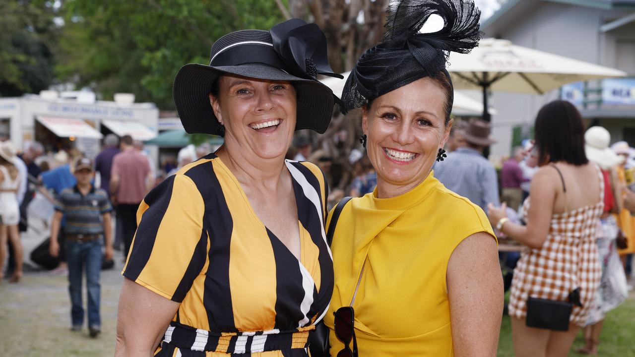 Amanda Brownhill and Fiona Green at the Gordonvale Cup races, held at the Gordonvale Turf Club. Picture: Brendan Radke