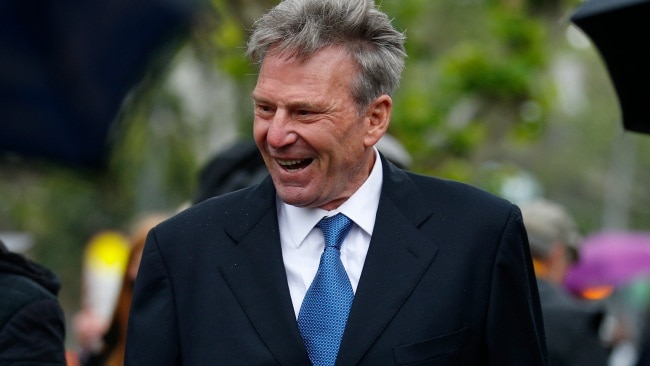 Former AFL player Sam Newman arriving at the funeral. Picture: NCA NewsWire / Daniel Pockett