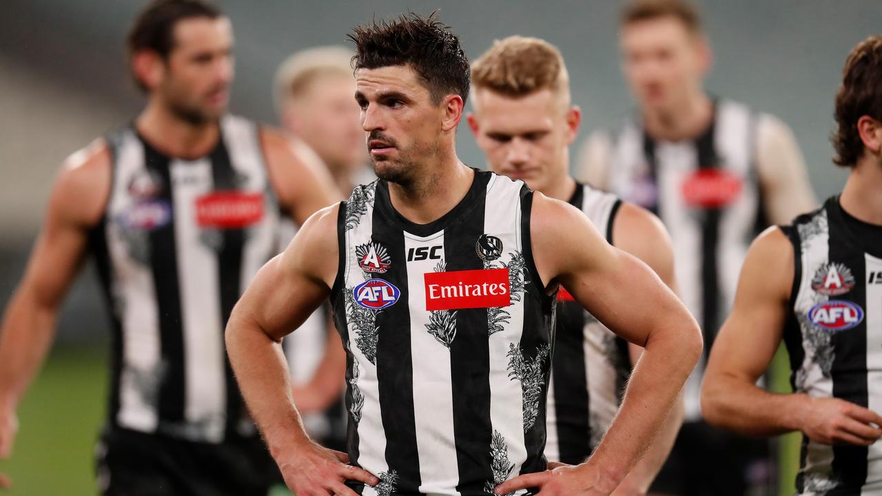 The Magpies face a nervous wait on Scott Pendlebury’s fitness. Picture: Getty Images