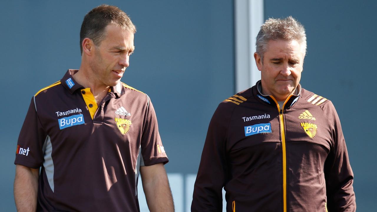 Alastair Clarkson and Chris Fagan during their time at Hawthorn. Picture: Michael Willson/AFL Media