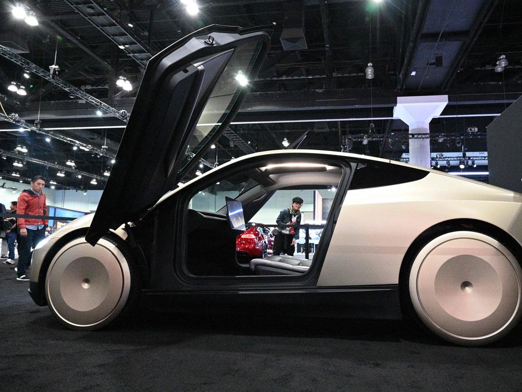 Tesla's Cybercab robotaxi is displayed during the AutoMobility LA 2024 auto show last week. Picture: AFP