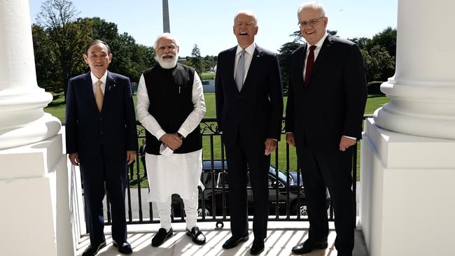 Japanese Prime Minister Suga, Indian leader Narendra Modi, US President Joe Biden and Scott Morrison at the White House in September. Picture: Adam Taylor/PMO