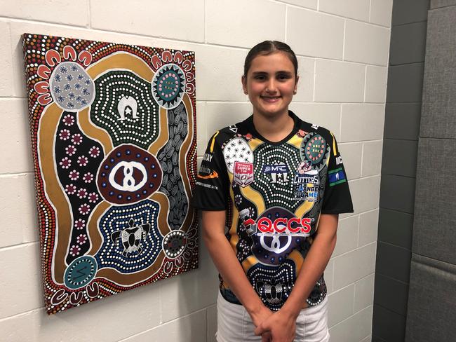 Charli Bliss designed the Mackay Cutters' Indigenous jersey at age 13.