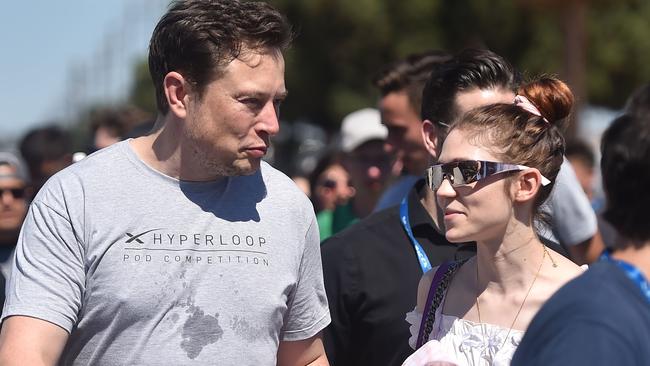 SpaceX founder Elon Musk and his girlfriend, musician Grimes (Claire Boucher). Picture: AFP
