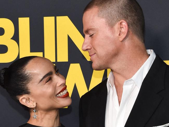 US actor Channing Tatum (R) and US actress Zoe Kravitz attend the "Blink Twice" premiere at the Directors Guild of America (DGA) in Los Angeles, August 8, 2024. (Photo by Chris Delmas / AFP)