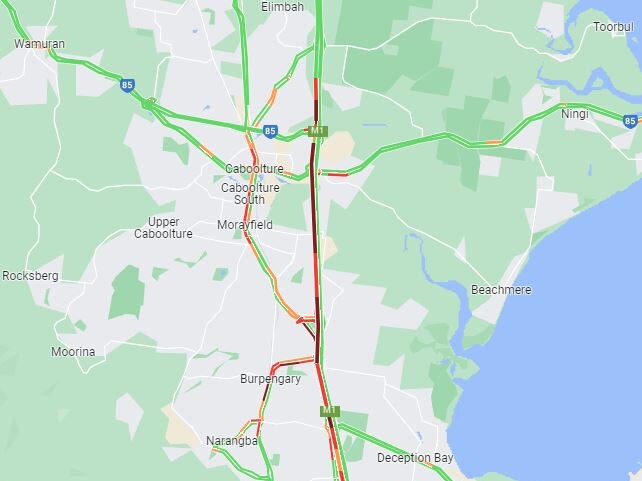 Traffic delays on the Bruce Hwy at about 3pm Monday.