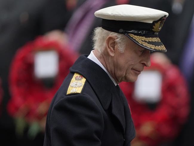 King Charles wrote a touching note on his wreath. Picture: Getty Images.