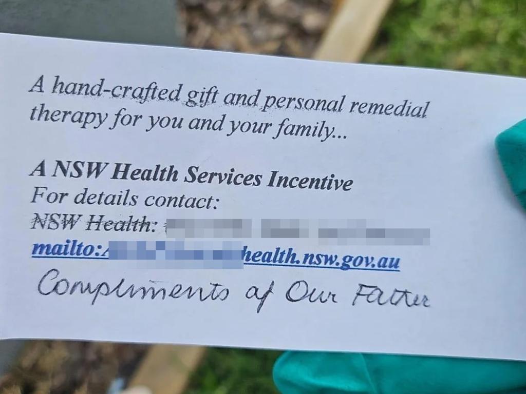 The phone numbers and email listed on the attached note are legitimate NSW Health contacts.