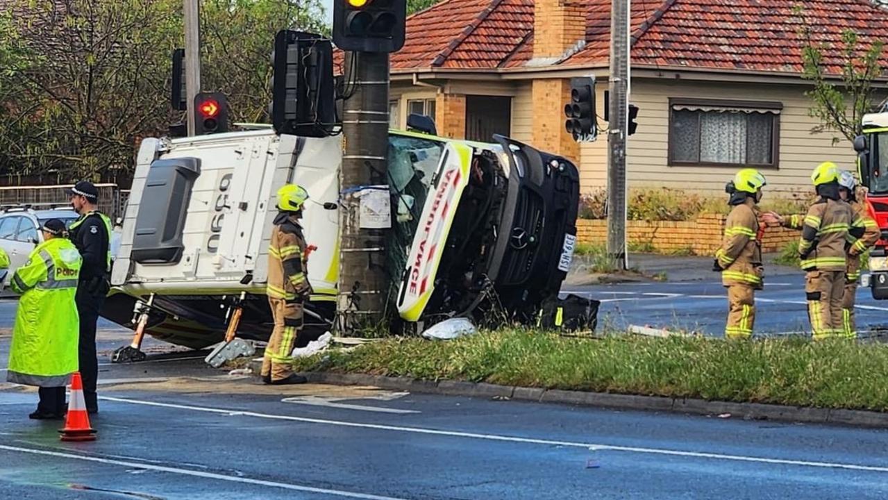 Melbourne: Paramedics’ close call after ambulance rollover | news.com ...