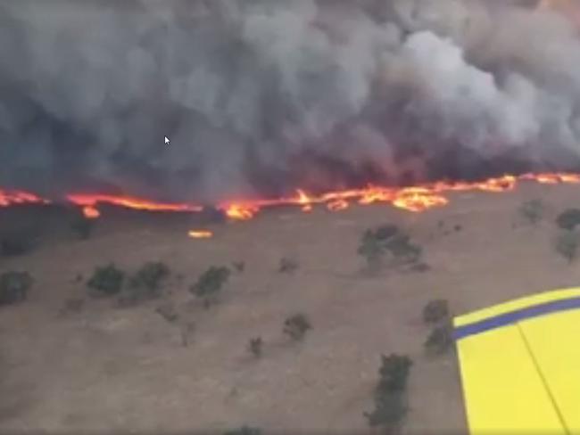 Screen shots of video of Sir Ivan Fire taken from a NSW RFS aircraft. Source / Facebook/ NSW Rural Fire Service