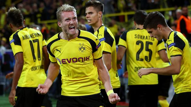 Andre Schuerrle of Borussia Dortmund (21) celebrates.
