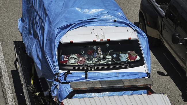 The van after being seized by federal agents investigating the mail bombs. Picture: AP