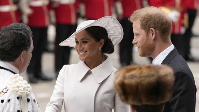 Meghan Markle and Prince Harry outside St Paul’s Cathedral. Picture: Matt Dunham – WPA Pool/Getty Images