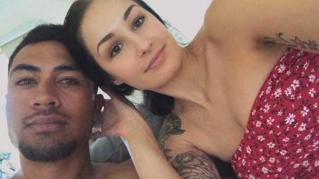 Mackay Magpies player Birdsall Fa'apepele and his girlfriend of four years Kailey Prouse. Mr Fa'apepele was killed on December 14, 2021 near a Paget caravan park.