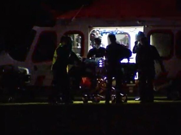 Paramedics treat Ms McKenzie following the crash. Picture: Geelong TV.