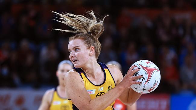 Steph Fretwell of the Lightning catches the ball during the round nine Super Netball match between NSW Swifts and Sunshine Coast Lightning at Ken Rosewall Arena, on June 08, 2024, in Sydney, Australia. Picture: Jenny Evans/Getty Images.