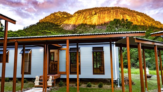 The Mount Jukes Eco Resort, built from scratch by yoga aficionado David Deakin, holds glamping tents and a half-moon shaped house that face Mt Jukes and Mr Deakin says the energy of the property has to be experienced to be understood. Picture: Contributed