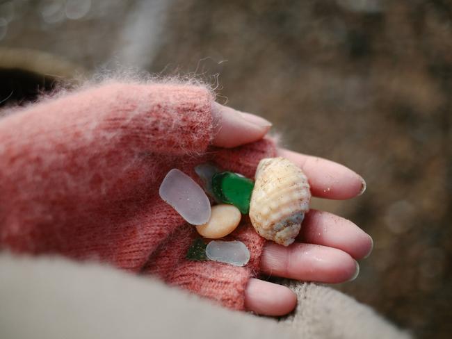 Jodi Wilson enjoys collecting shells and sea glass at the beach. Picture: Supplied.