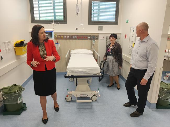 Premier Annastacia Palaszczuk inspects the new $42 million Gladstone Hospital emergency department with MP Glenn Butcher and Director of Nursing Sandy Munro.