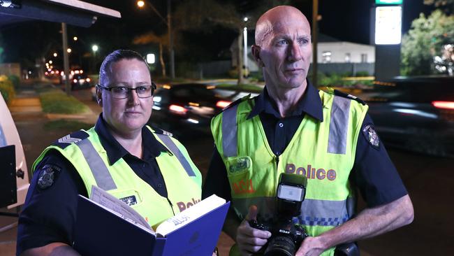 Sergeant Roz Wilson and Senior Constable Leigh Miller were on the scene after Lynda Hansen’s hit and run death. Picture: Richard Dobson