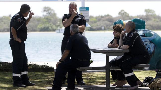 Emergency crews at the scene of the tragedy. Picture: Nigel Hallett