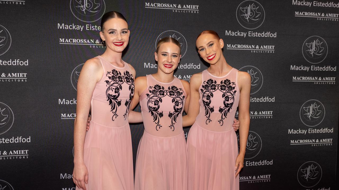 Amber Roscher, Lucy Crust and Dakoda Murry at the 75th Mackay Eisteddfod 2022.Picture: Michaela Harlow