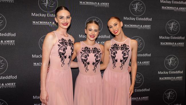 Amber Roscher, Lucy Crust and Dakoda Murry at the 75th Mackay Eisteddfod 2022.Picture: Michaela Harlow