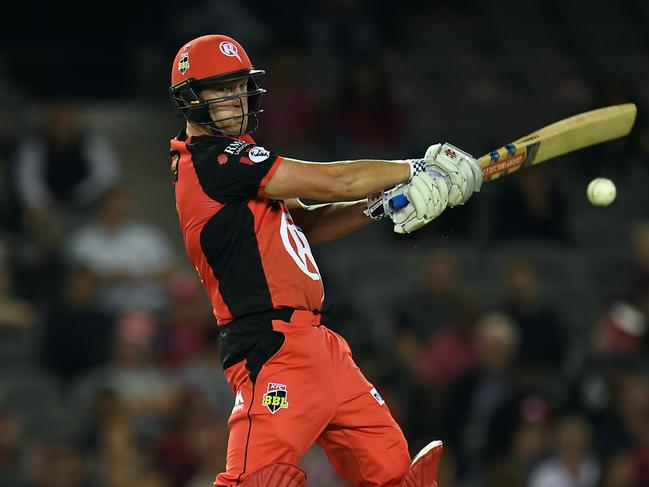 New Melbourne captain Cameron White on the attack for the Renegades last season.