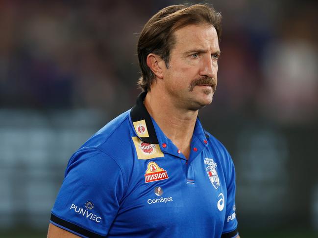 MELBOURNE, AUSTRALIA - MAY 13: Luke Beveridge, Senior Coach of the Bulldogs looks on during the 2022 AFL Round 09 match between the Collingwood Magpies and the Western Bulldogs at Marvel Stadium on May 13, 2022 in Melbourne, Australia. (Photo by Michael Willson/AFL Photos via Getty Images)