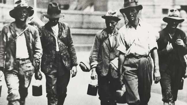 Five men looking for work in the Great Depression. Picture: National Museum of Australia