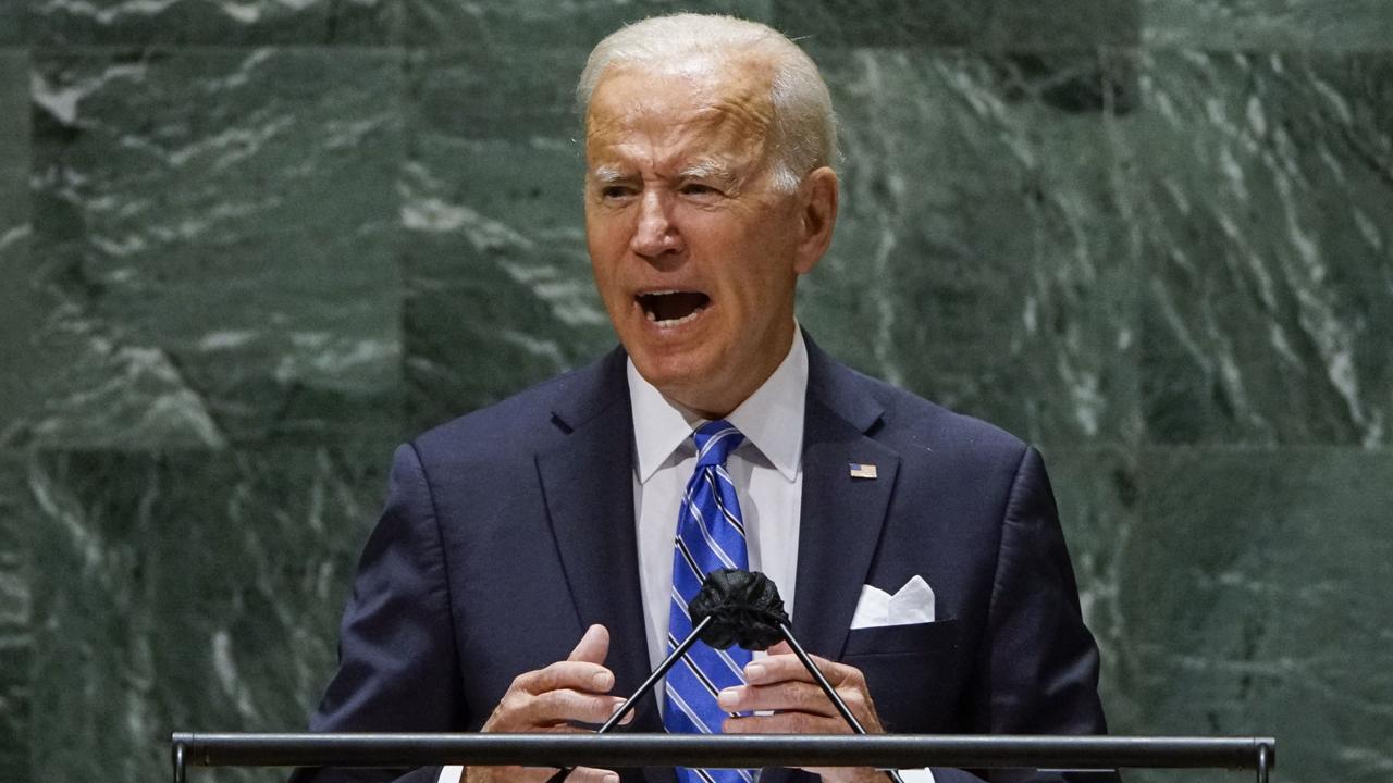 US President Joe Biden addresses the 76th Session of the UN General Assembly in New York on September 21, 2021. Picture: AFP