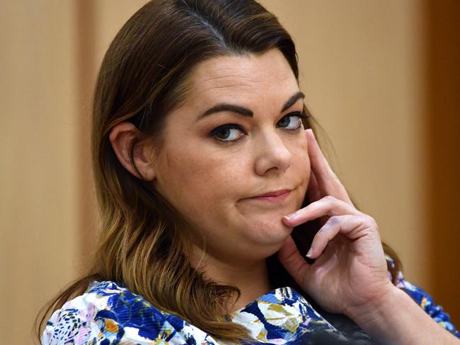 Sarah Hanson-Young during Senate Estimates at Parliament House in Canberra. Picture: AAP Image/Mick Tsikas