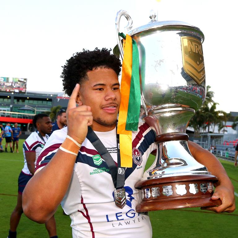 Gold Coast youngster Josiah Pahulu captained Ipswich SHS to victory in the 2022 National Schoolboys Cup. Picture David Clark