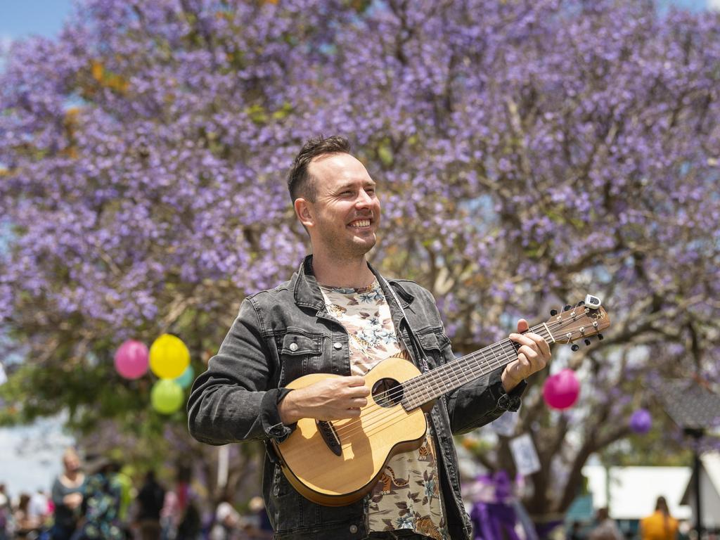 Michael Johnson before performing during Jacaranda Day celebrations at Goombungee, Saturday, November 5, 2022. Picture: Kevin Farmer