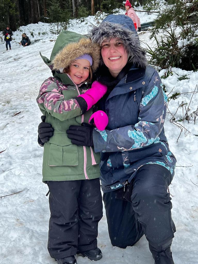 Karly Scale and daughter Remy at the snow. Picture: Supplied