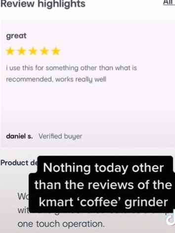 Many reviews claim the item is used for something other than coffee. Picture: TikTok