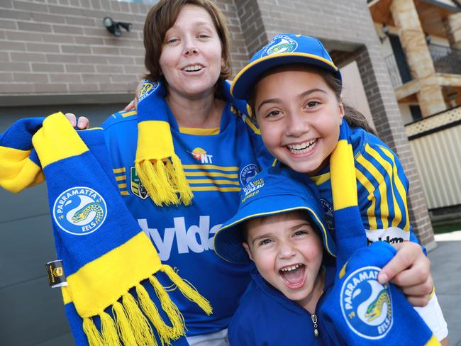 Raring to go: Kellie Willock and her children Yasemin, 10, and Reis, 5, anticipate a return to Eels heartland. Picture: Angelo Velardo