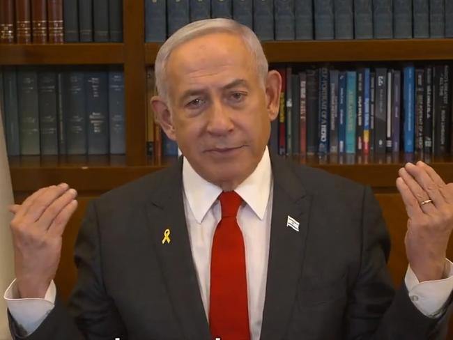 The Israeli prime minister, Benjamin Netanyahu in a video address published to social media on the 19th January, 2025. Picture: X