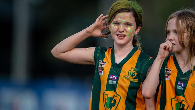 PINTS fan shots in the 2023-24 NTFL Women's Grand Final between PINT and St Mary's. Picture: Pema Tamang Pakhrin