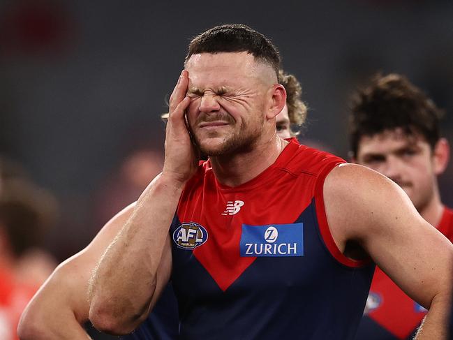 MELBOURNE . 02/09/2022. AFL. 2nd Qualifying Final. Melbourne vs Sydney Swans at the MCG.  Steven May of the Demons after tonights loss to Sydney    . Picture by Michael Klein