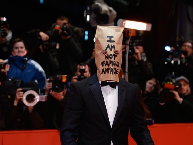 Shia LaBeouf during his “I’m not famous anymore” phase in 2014. Picture: Clemens Bilan/Getty Images