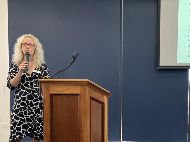 Wide Bay Hospital and Health Board’s Executive Committee Chair Peta Jamieson spoke to Hervey Bay's Chamber of Commerce on a five-year health plan for Wide Bay. Picture: Isabella Magee