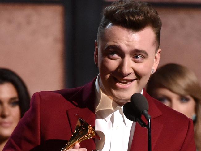 Sam Smith accepts the award for best new artist. Picture: John Shearer/Invision/AP