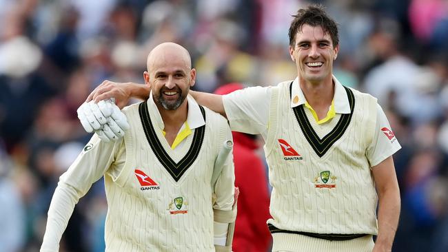 Pat Cummins and Nathan Lyon got Australia home in an unforgettable Ashes run chase. Photo by Stu Forster/Getty Images.
