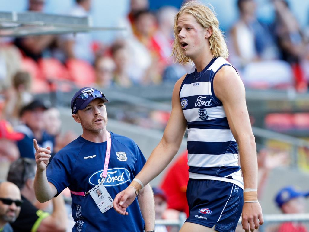 Sam De Koning will not face the Hawks. Picture: Russell Freeman/AFL Photos via Getty Images