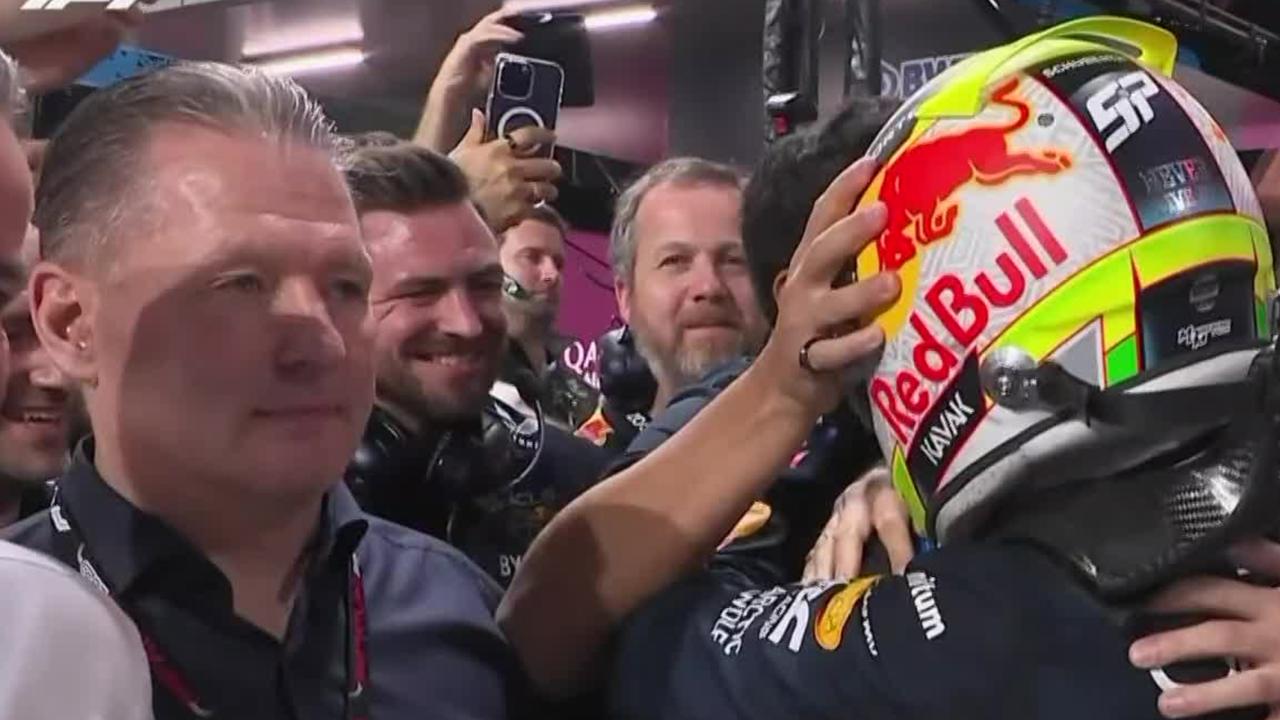 Jos Verstappen barely acknowledged Sergio Perez after his win in Saudi Arabia. Picture: Supplied