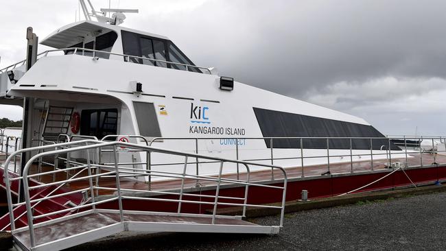 The Kangaroo Island Connect ferry docked at American River. Picture: Bianca De Marchi