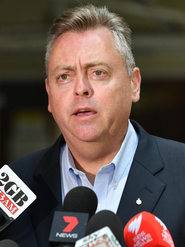 Minister for Planning and Housing Anthony Roberts speaks to media on Sunday. Picture: AAP